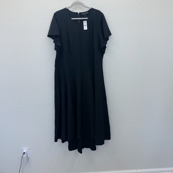 Lane Bryant Black Short Flowy Sleeve High Low Dress 1124864 Womens size 26 NEW - Picture 1 of 5